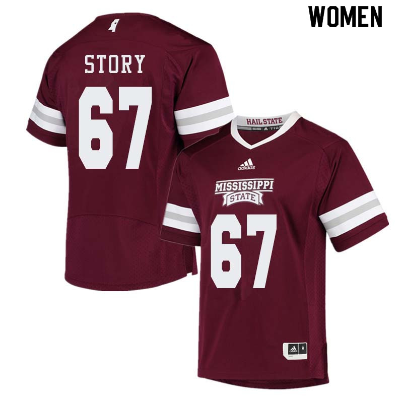 Women #67 Michael Story Mississippi State Bulldogs College Football Jerseys Sale-Maroon